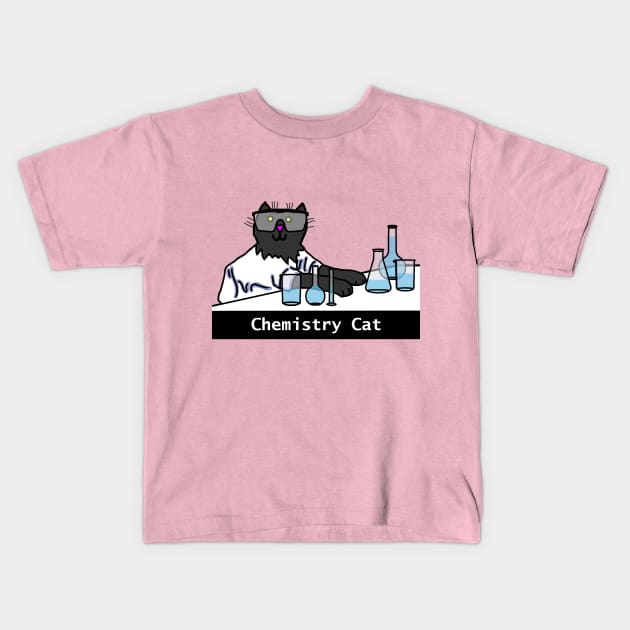 Funny Chemistry Science Cat Kids T-Shirt by ellenhenryart